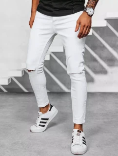 Pánske biele džínsové nohavice FashionStreet UX3922