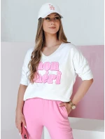 Dámska blúzka CHERINO biela FashionStreet RY2902 s oversize potlačou Dámska blúzka CHERINO biela FashionStreet RY2902 s oversize potlačou