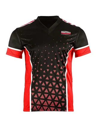 Tričko s výstrihom do V pre point-fighting MASTERS „COMBAT JUNIOR“, čierne a červené (WAKO APPROVED)