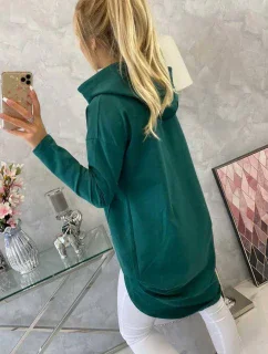 Mikina s kapucňou s dlhým chrbtom zelená