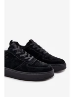 Męskie Sneakersy Na Platformie Zamszowe Big Star OO174012 Czarne