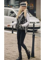 Lesklá čierna dámska vesta (AG3-02)