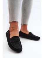 Mokasyny Damskie Z Eko Zamszu Czarne Rerceria
