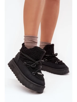 Dámske snežnice na platforme s kožušinou (jahňacie) Big Star - čierne