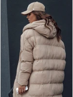 Dámska zimná dlhá oversize bunda s kapucňou MELVIN tmavo béžová FashionStreet TY4509