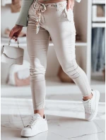 Dámske látkové nohavice s opaskom ROSSALI light beige FashionStreet UY2537 Dámske látkové nohavice s opaskom ROSSALI light beige FashionStreet UY2537