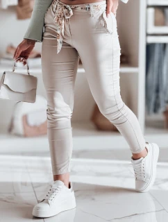 Dámske látkové nohavice s opaskom ROSSALI light beige FashionStreet UY2537