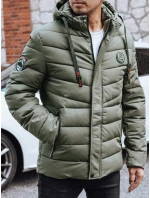 Pánska prešívaná zimná bunda s kapucňou zelená FashionStreet TX5058 Pánska prešívaná zimná bunda s kapucňou zelená FashionStreet TX5058