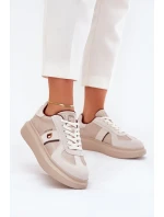 Skórzane Damskie Sneakersy Na Platformie Daniel Lopez Just Dare SS2D4003 Beżowe